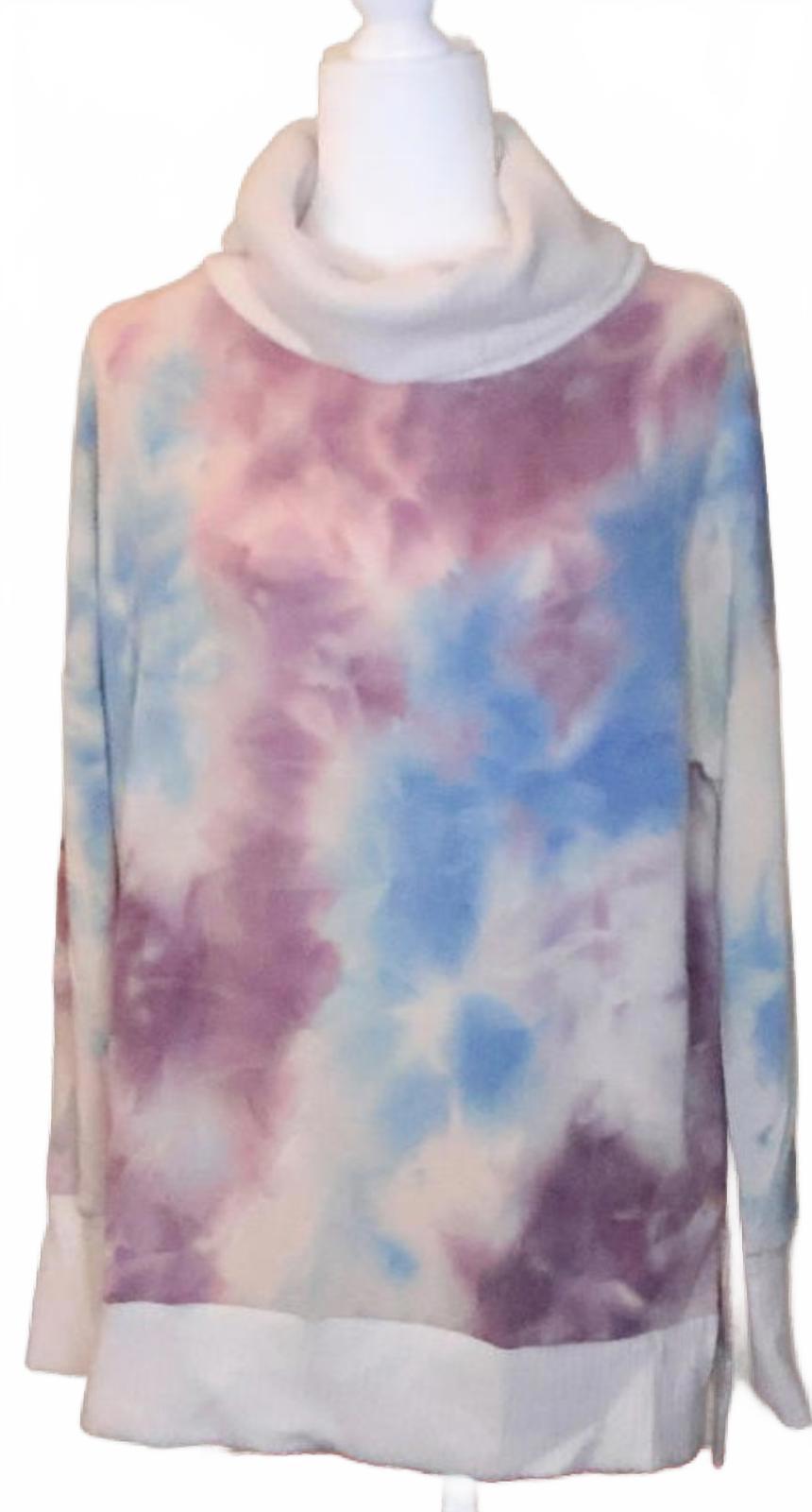White Birch Tie-Dye Cowl Neck Long Sleeve Pullover Sweater