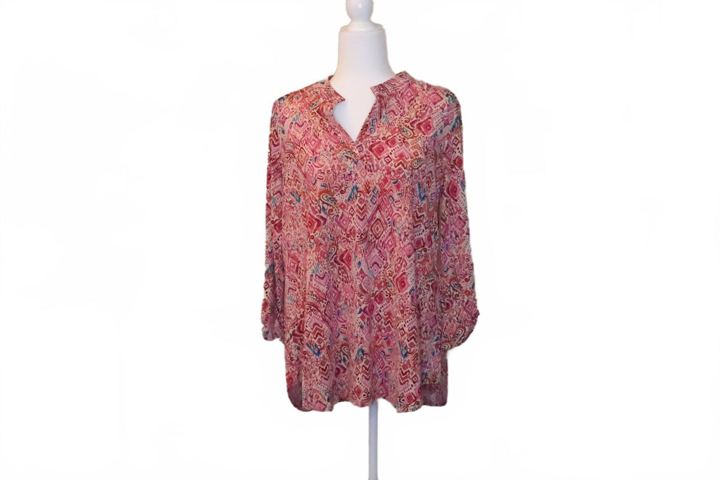 Dear Scarlett Pink Patterned Long Sleeve Tunic Blouse