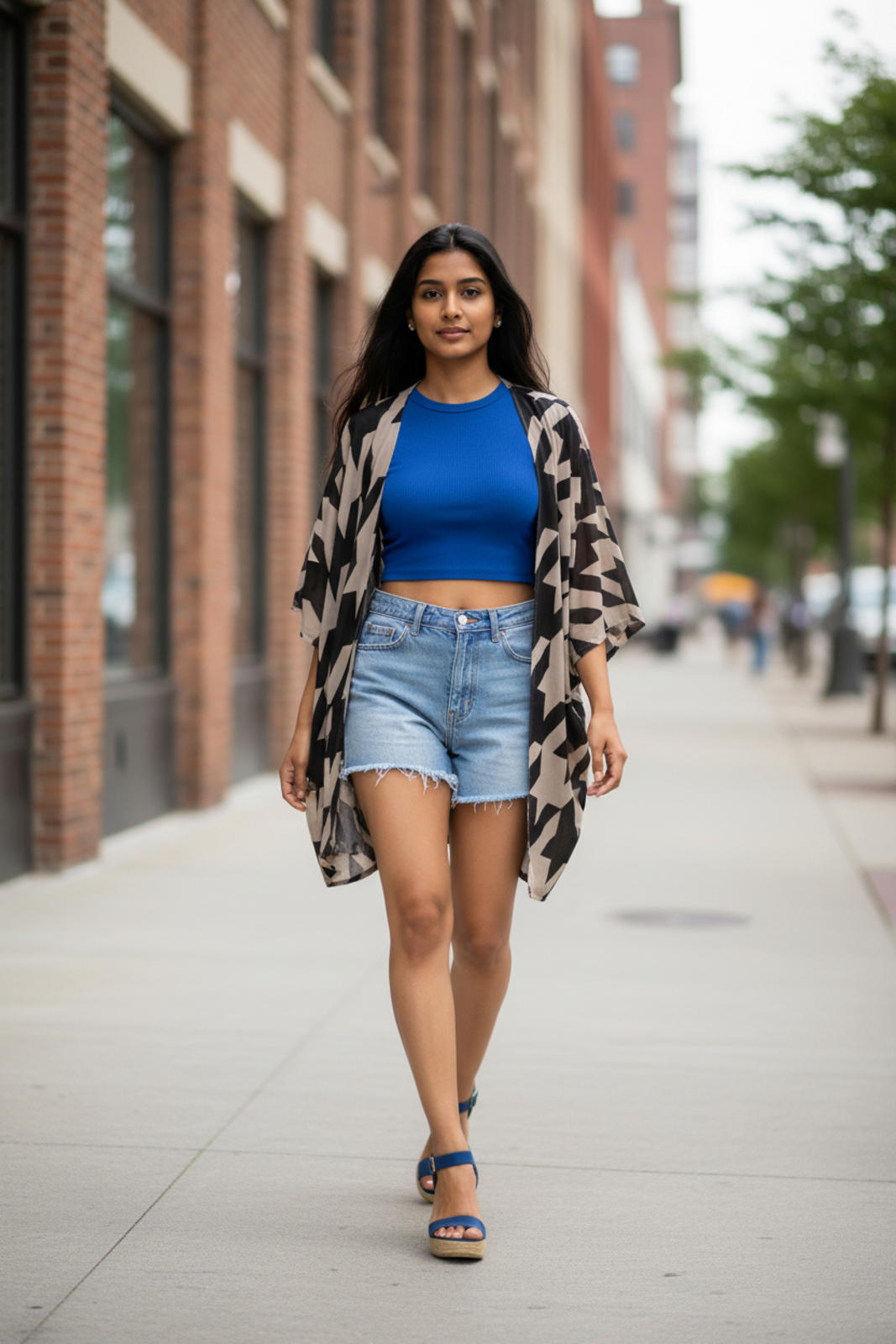 Black and White Houndstooth Kimono Cardigan