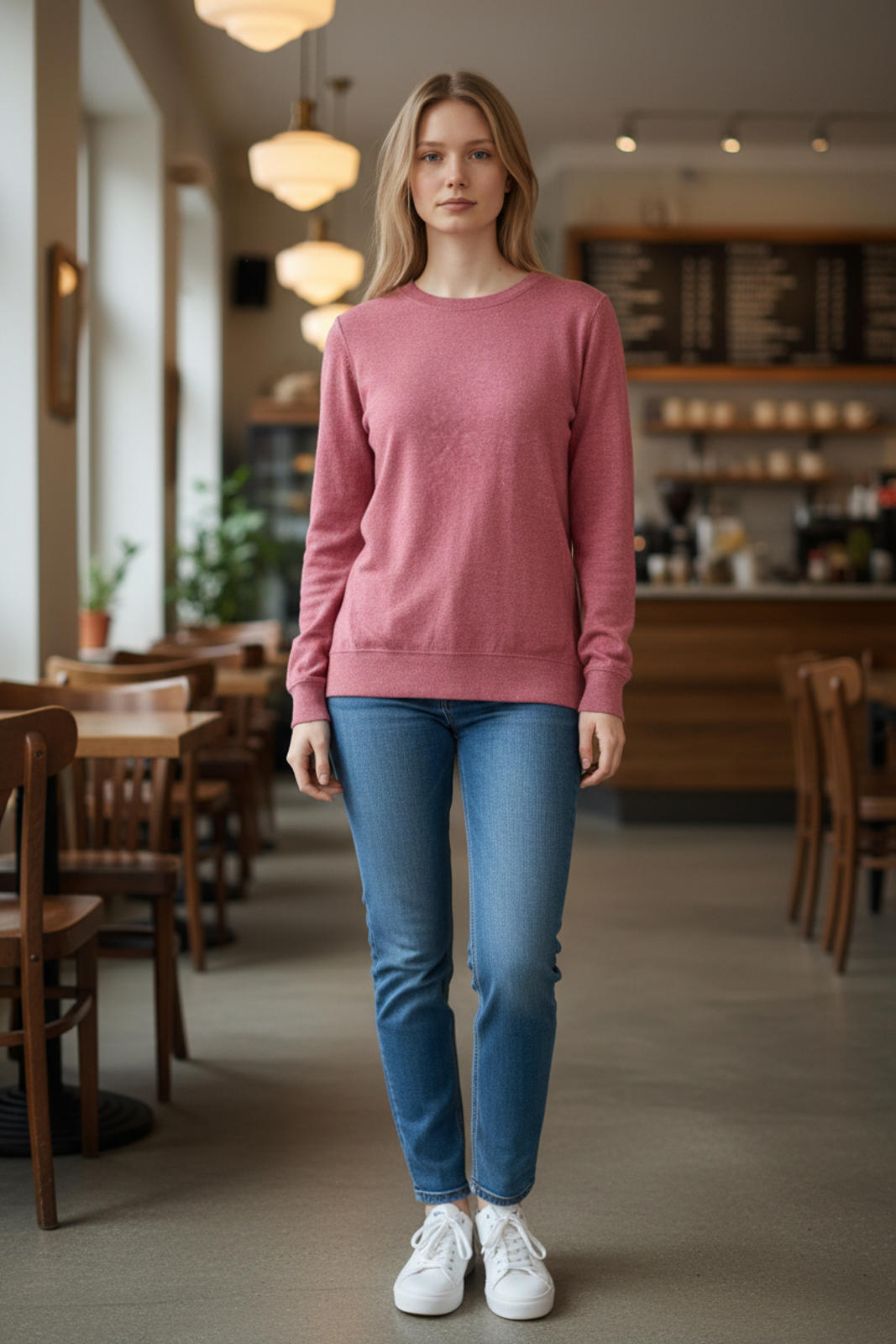 Zenana Outfitters Soft Mélange HACCI round-neck long sleeve tee