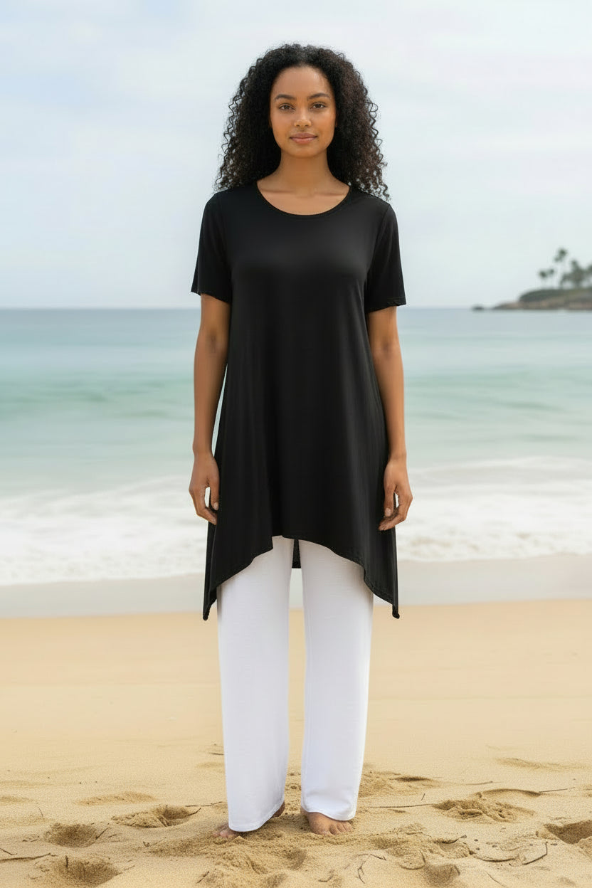 Zenana Outfitters Women's Casual Asymmetric Hem Tunic Top