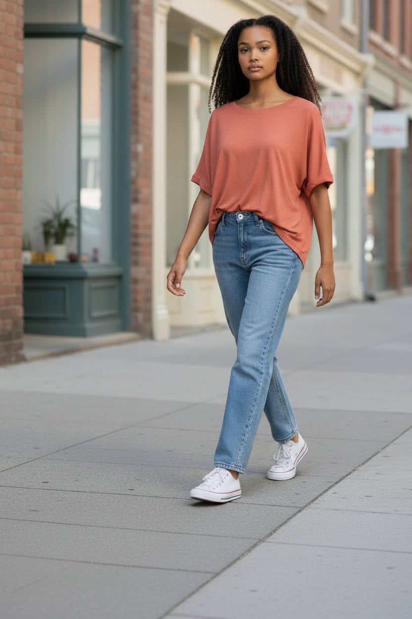 Chris & Carol Loose Fit Short Sleeve Boxy Top