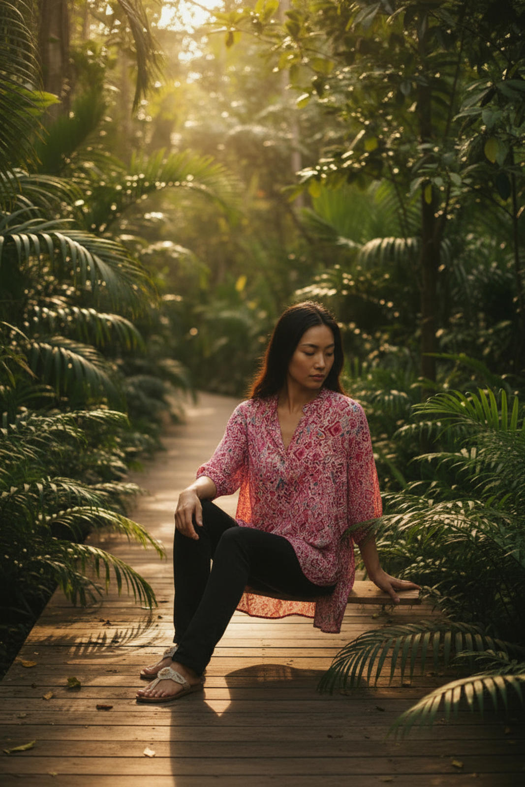 Dear Scarlett Pink Patterned Long Sleeve Tunic Blouse