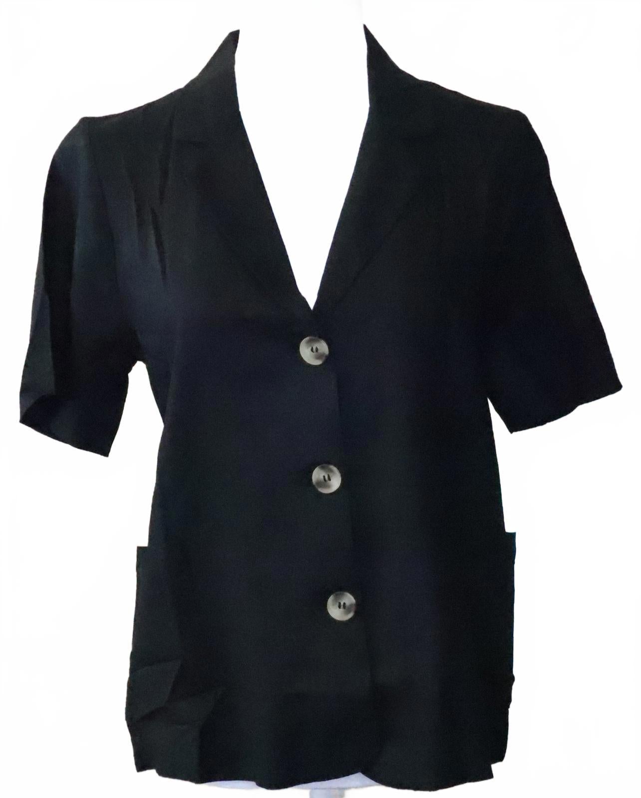Double Zero Classic Black Short Sleeve Blazer Jacket