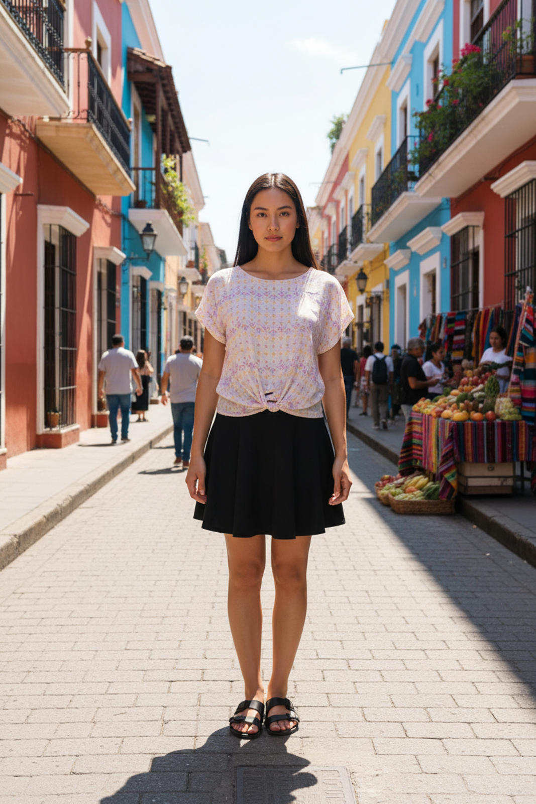 Pink Rose Lightweight Floral Print Short Sleeve Top with Front Knot