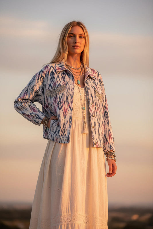 Savanna Jane Women's Casual Patterned Button-Up Jacket