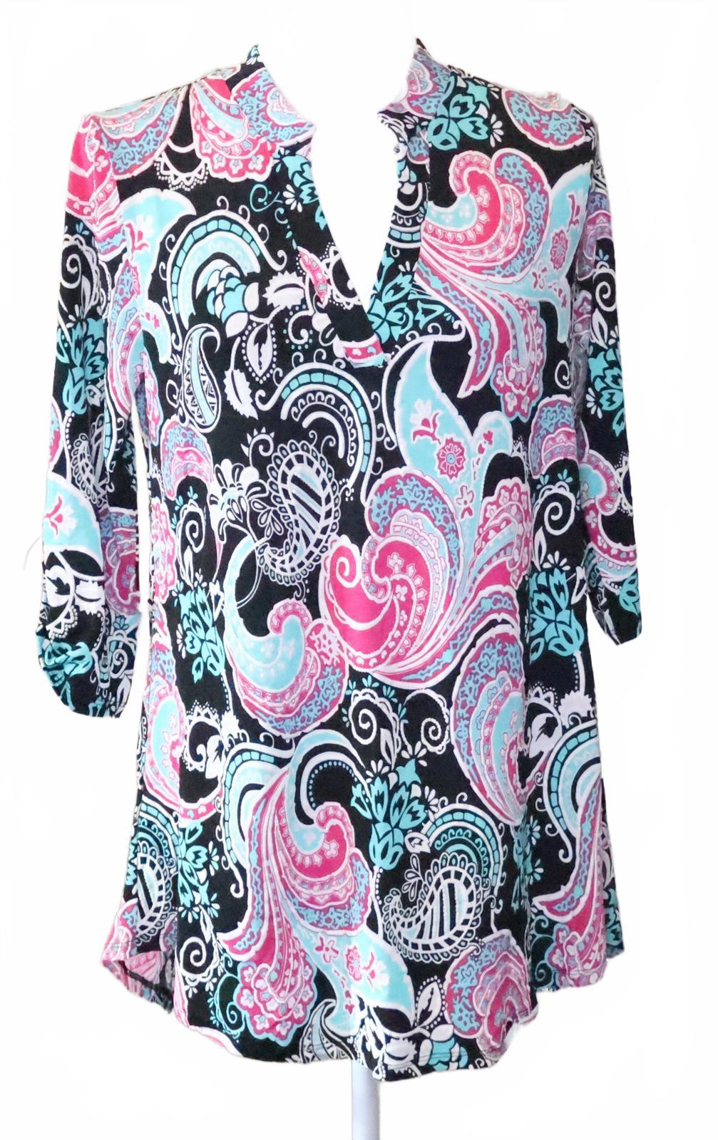 Sew in Love Women's Paisley Print V-Neck Tunic Blouse