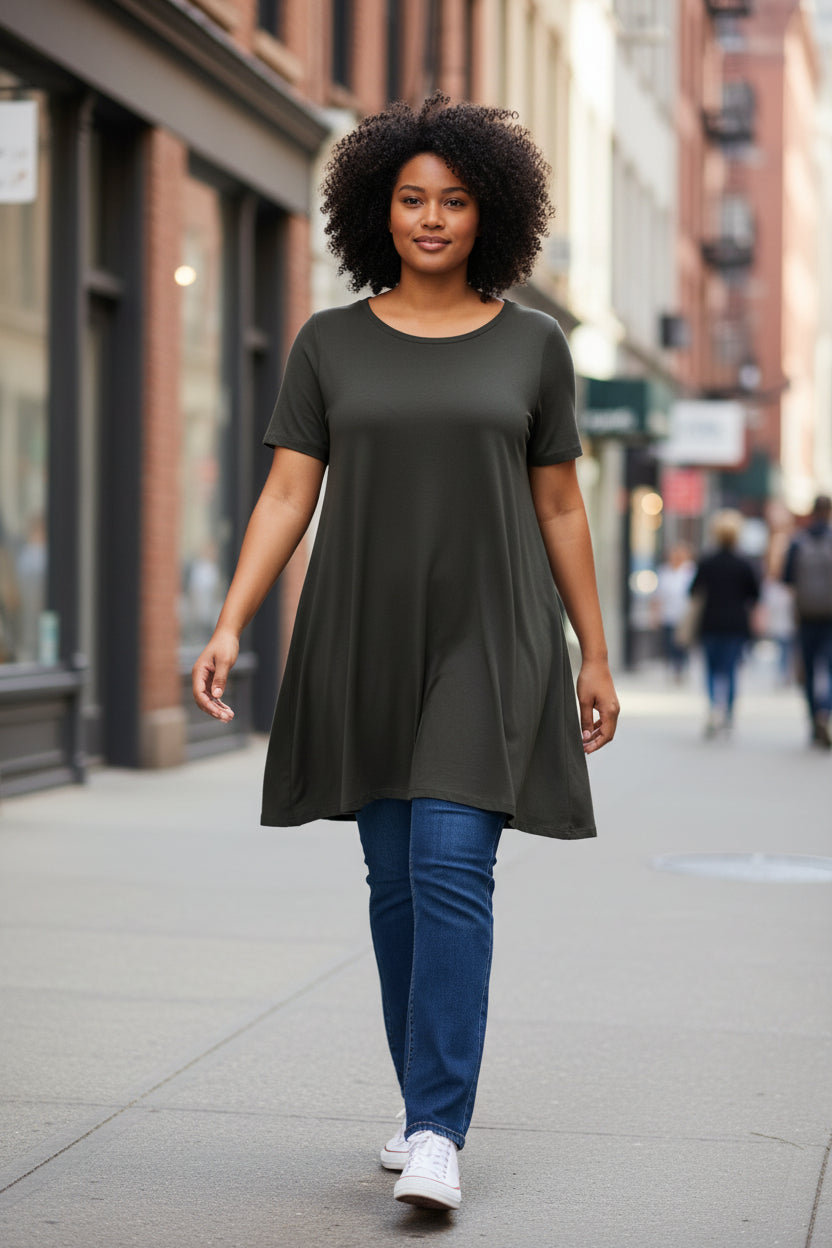 Zenana Outfitters Women's Casual Asymmetric Hem Tunic Top