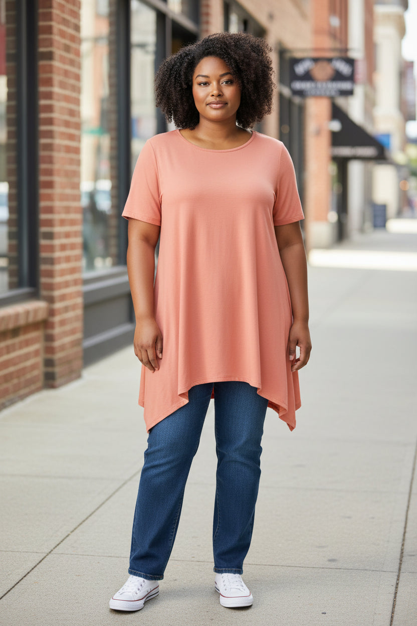 Zenana Outfitters Women's Casual Asymmetric Hem Tunic Top