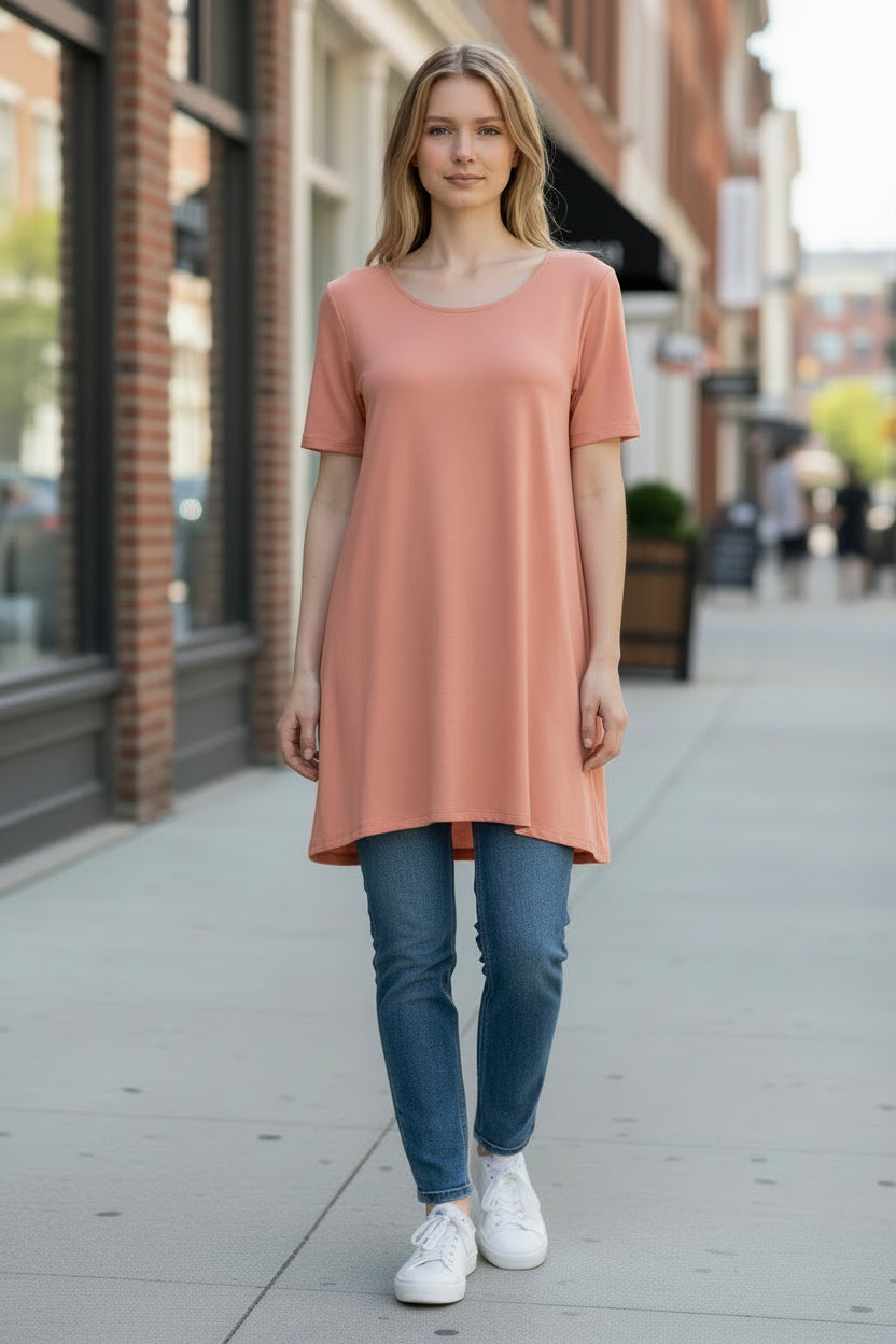 Zenana Outfitters Women's Casual Asymmetric Hem Tunic Top