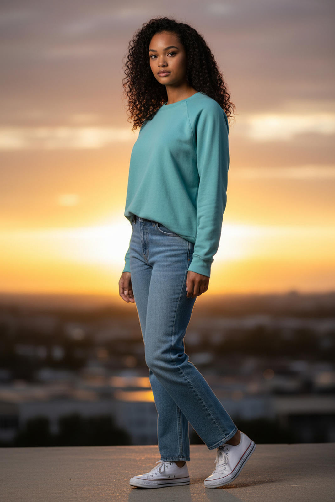 Zenana Outfitters Casual Light Blue Crewneck Sweatshirt
