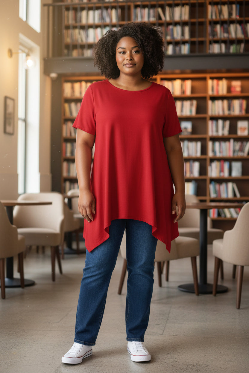 Zenana Outfitters Women's Casual Asymmetric Hem Tunic Top
