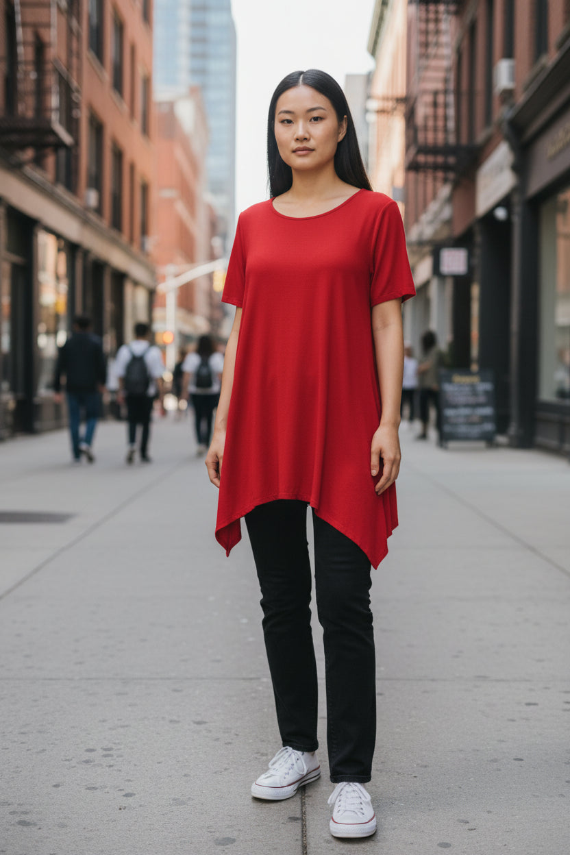 Zenana Outfitters Women's Casual Asymmetric Hem Tunic Top