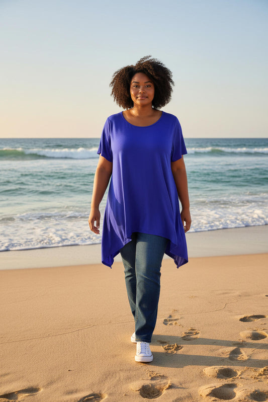 Zenana Outfitters Women's Casual Asymmetric Hem Tunic Top